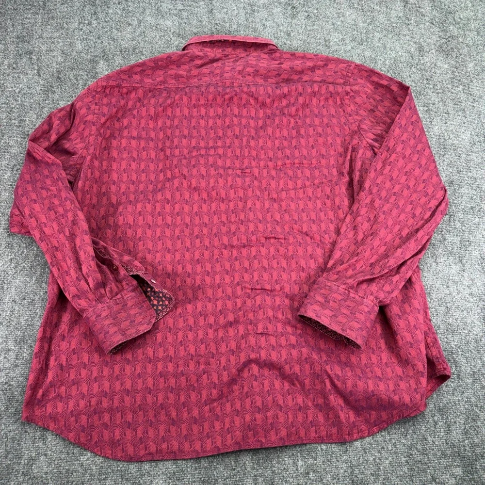 Robert Graham Shirt Mens 4XL Red Geometric Classic Fit Stretch Long Sleeve *READ